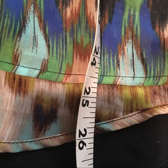 Status Beaded Front Abstract Print Semi Sheer Top - Picture 6 of 6